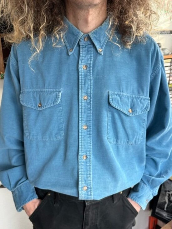 Lands' End Other - Vintage 90s Light Blue Corduroy Long Sleeve Button Down Lands' End ~ Size XL